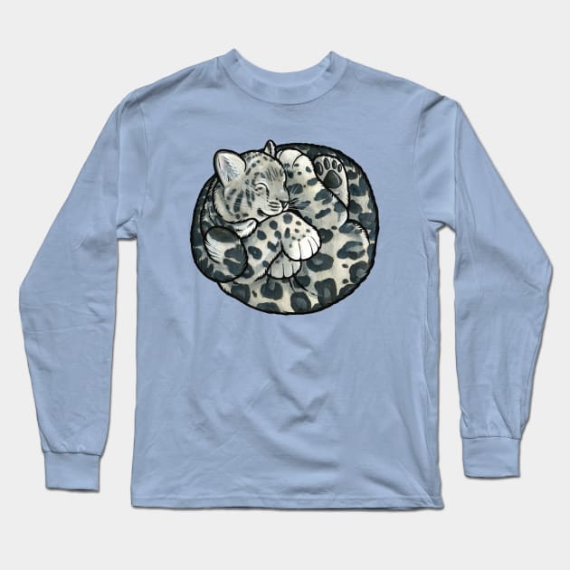 Snow leopard cub Long Sleeve T-Shirt by animalartbyjess